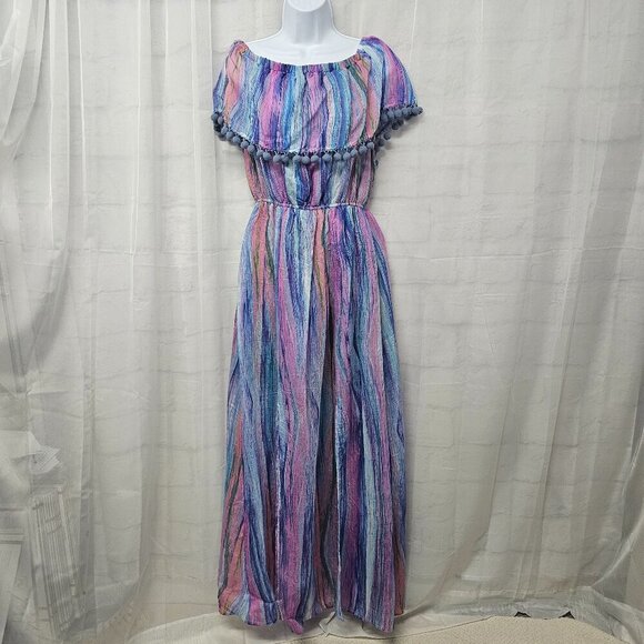 Andre by Unit Purple Striped Maxi Dress Boho Festival M - Picture 11 of 11